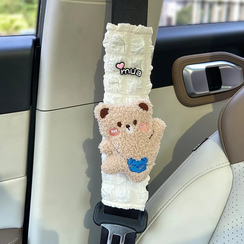 Seatbelt Shoulder Pad Cover — Cute Bear Style + Anti-Slip (All Season)