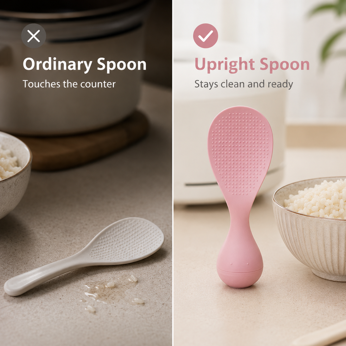 Non-stick standing spoon