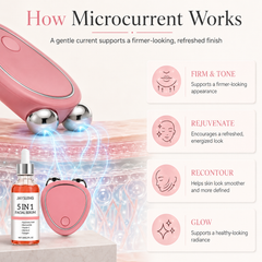 Mini Microcurrent Facial Device+Facial Serum Kit,EMS Face Lift Massager Face Sculpting Beauty Tool Rejuvenation Tighten Skincare