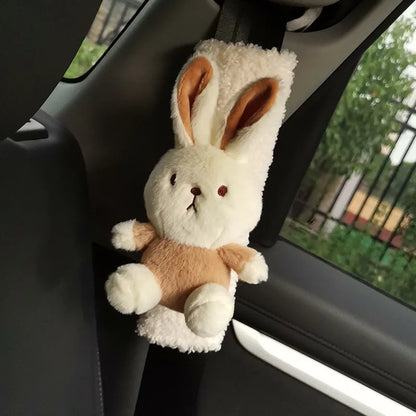 Cute Rabbit Seatbelt Cover (Plush) — Soft Shoulder Pad (Universal Fit)