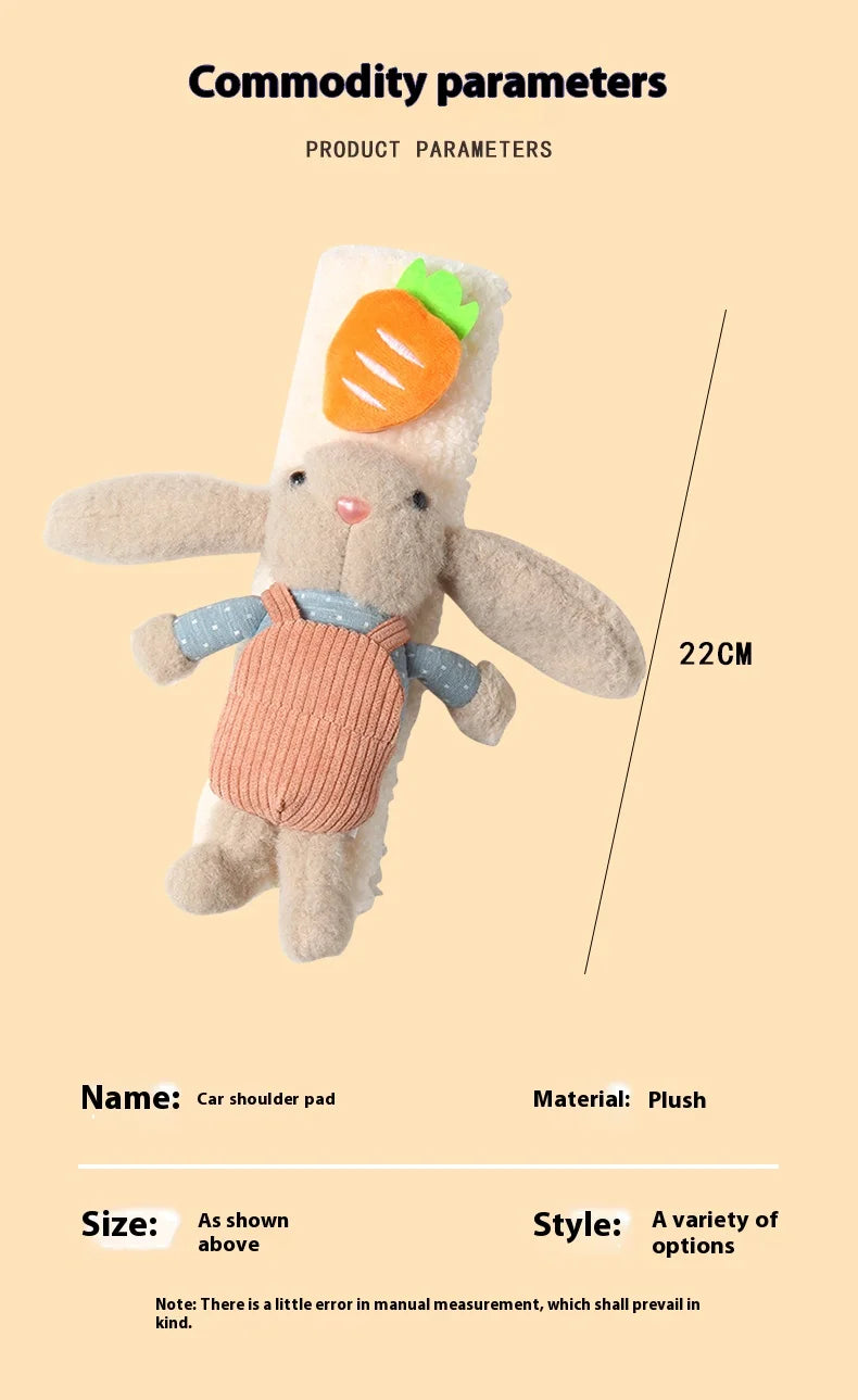 Cute Rabbit Seatbelt Cover (Plush) — Soft Shoulder Pad (Universal Fit)