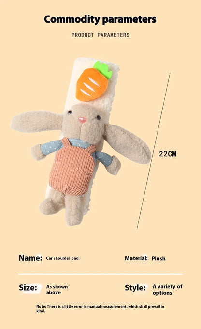 Cute Rabbit Seatbelt Cover (Plush) — Soft Shoulder Pad (Universal Fit)