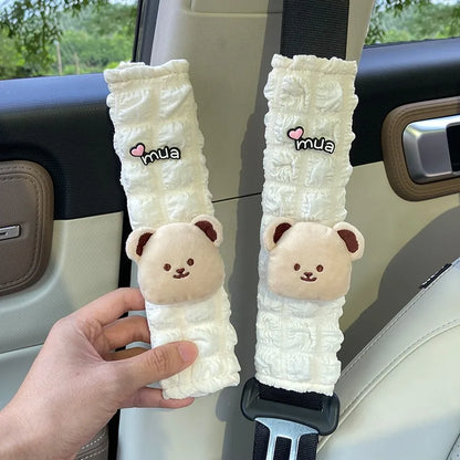 Seatbelt Shoulder Pad Cover — Cute Bear Style + Anti-Slip (All Season)