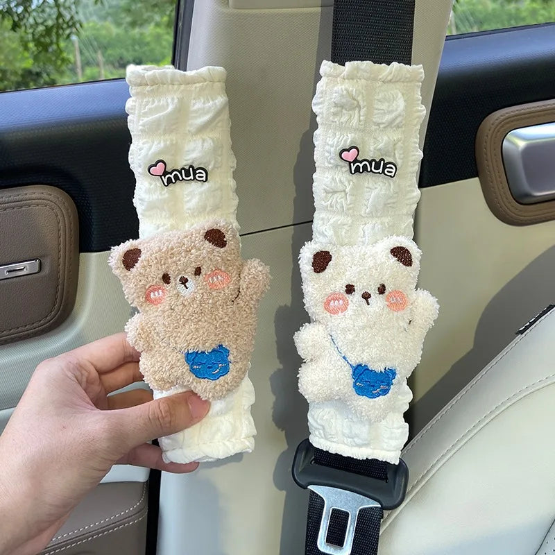 Seatbelt Shoulder Pad Cover — Cute Bear Style + Anti-Slip (All Season)
