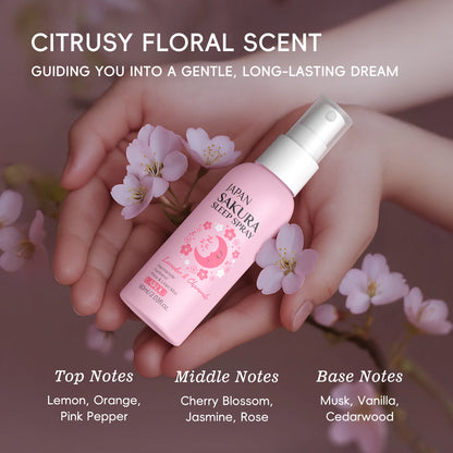 LAIKOU Japan Sakura Sleep Spray 60ml Lavender Chamomile Gentle Scent Soothe Relax Pillow Linen Mist