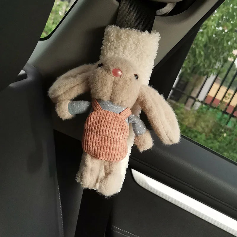 Cute Rabbit Seatbelt Cover (Plush) — Soft Shoulder Pad (Universal Fit)