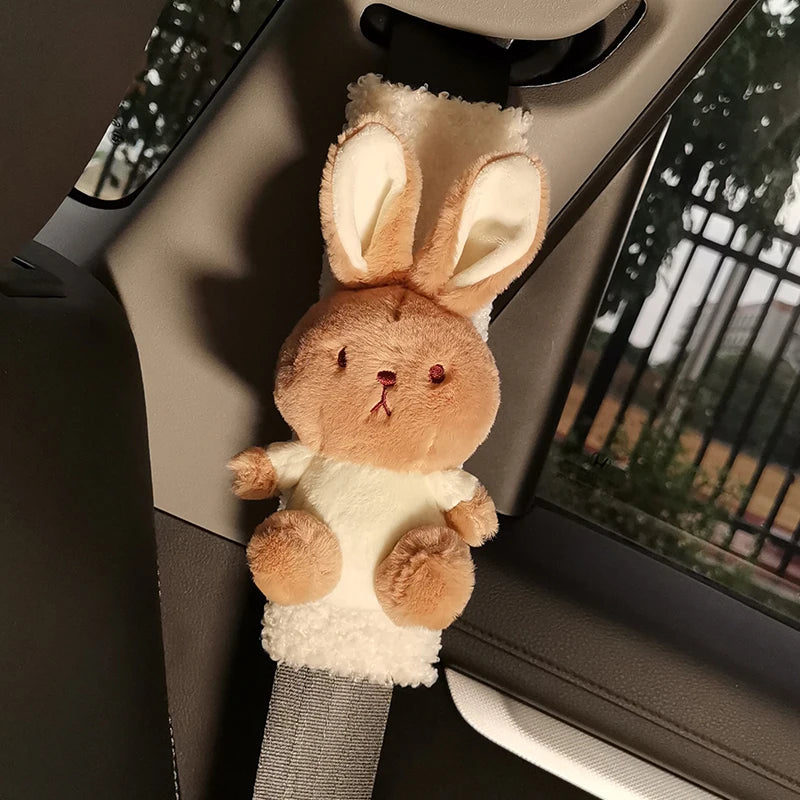 Cute Rabbit Seatbelt Cover (Plush) — Soft Shoulder Pad (Universal Fit)