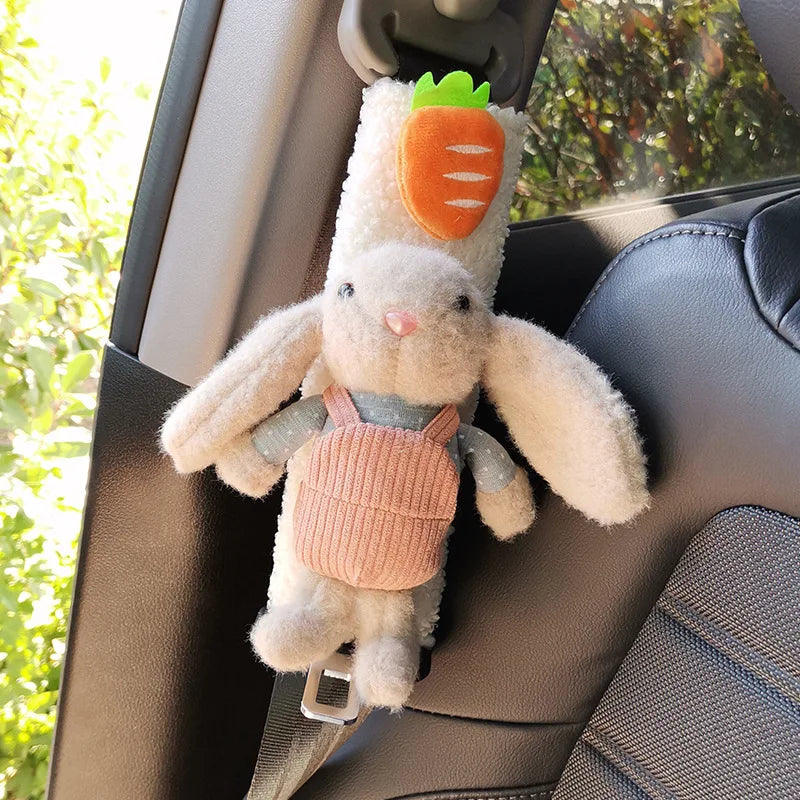 Cute Rabbit Seatbelt Cover (Plush) — Soft Shoulder Pad (Universal Fit)