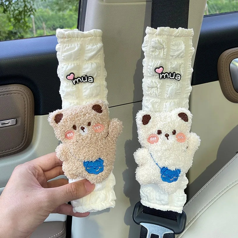Seatbelt Shoulder Pad Cover — Cute Bear Style + Anti-Slip (All Season)