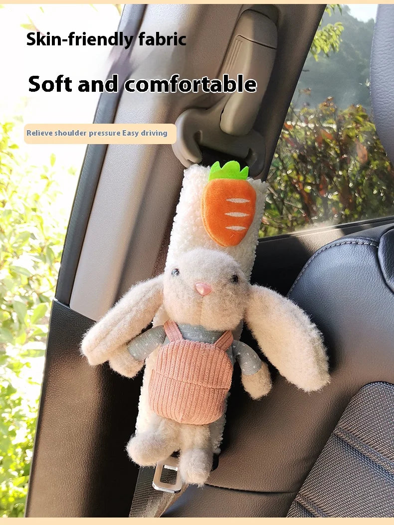 Cute Rabbit Seatbelt Cover (Plush) — Soft Shoulder Pad (Universal Fit)