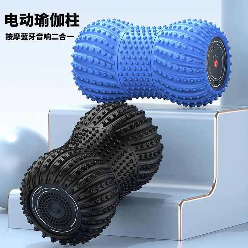 2-in-1 Electric Peanut Ball Yoga Column Massager with Speaker, Leg Relaxing Massage Roller