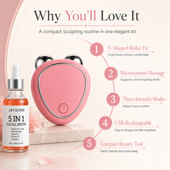 Mini Microcurrent Facial Device+Facial Serum Kit,EMS Face Lift Massager Face Sculpting Beauty Tool Rejuvenation Tighten Skincare