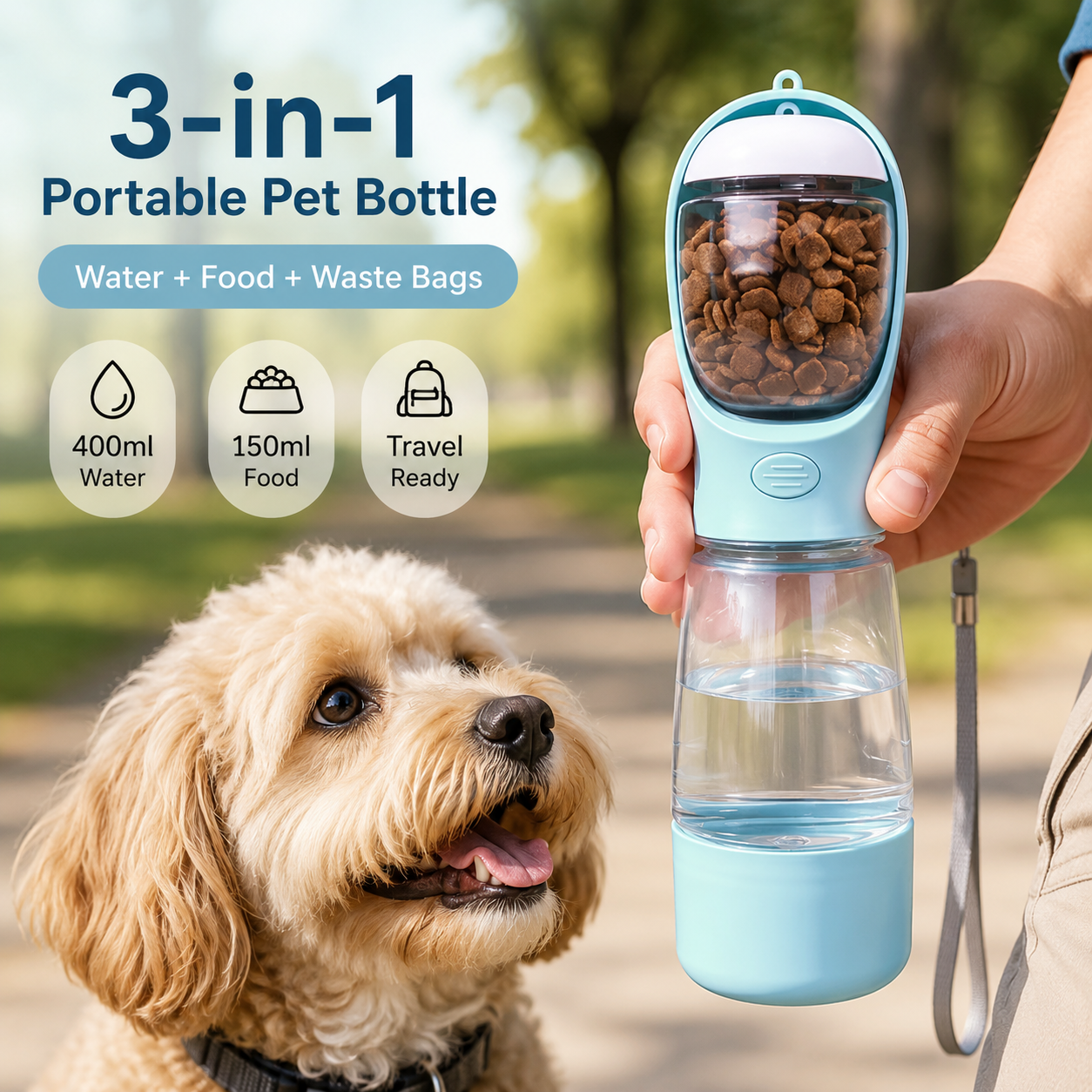 Rinnga RoamMate™ 3-in-1 Pet Travel Bottle