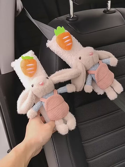 Cute Rabbit Seatbelt Cover (Plush) — Soft Shoulder Pad (Universal Fit)